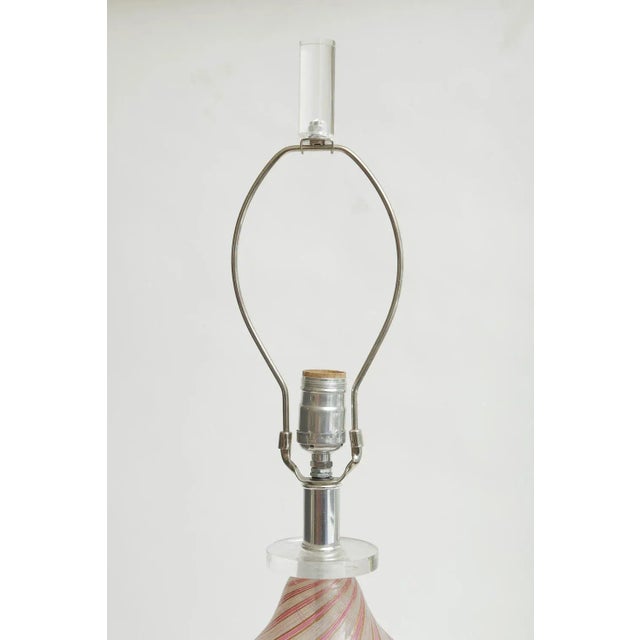 Vintage Italian Murano Lucite and Glass Striped Lamp Pinks, Gold, Copper, Clear 60's For Sale In Miami - Image 6 of 10