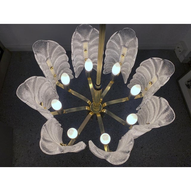 Orrefors Chandelier with Orrefors Glass Leaves from Carl Fagerlund, Sweden, 1960s For Sale - Image 4 of 15