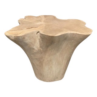 Andrianna Shamaris St. Barts Bleached Teak Side Table or Pedestal For Sale