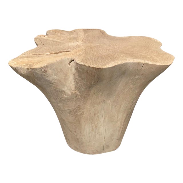Andrianna Shamaris St. Barts Bleached Teak Side Table or Pedestal For Sale