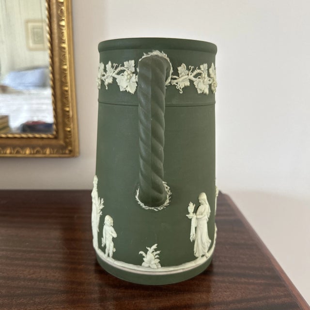 Late 19th Wedgwood Green Jasperware Large Pitcher For Sale - Image 10 of 12