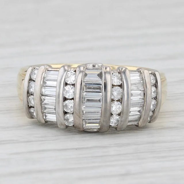 2010s 1.04ctw Diamond Ring 18k White Yellow Gold Size 8 Anniversary For Sale - Image 5 of 8