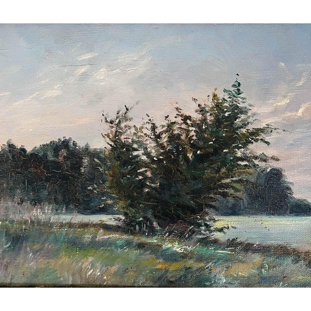 Acquired in France, a lovely small antique landscape oil painting by French artist, Camille Ravot (1873-1945). Ravot was a...