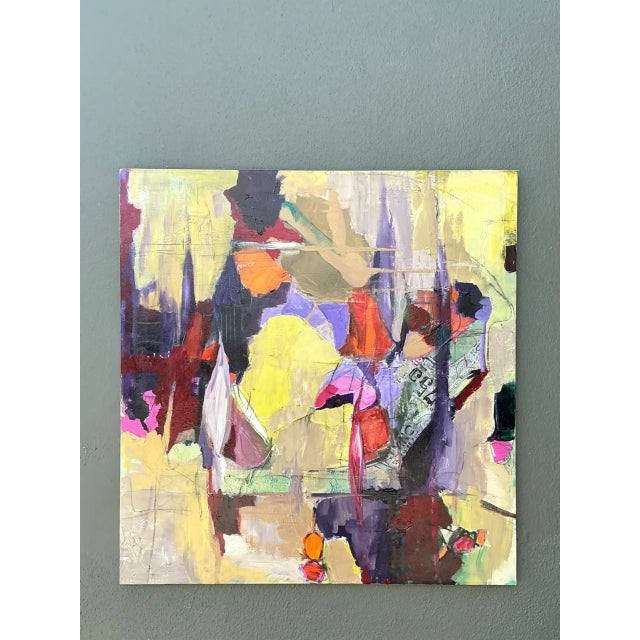 Wood Vintage Abstract Expressionist Oil Painting on Canvas For Sale - Image 7 of 14