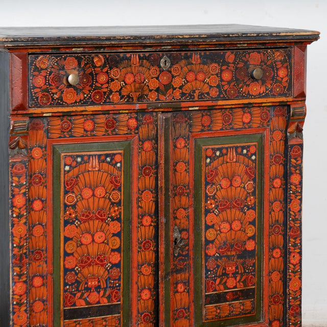 Wood Late 19th Century Highly Painted Pine Sideboard Cabinet, Hungary For Sale - Image 7 of 14