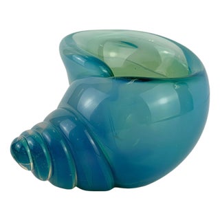 Murano Blue Alabastro Glass Shell from Archimede Seguso, Italy, 1960s For Sale