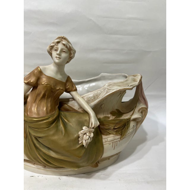 Art Deco Early 20th CenturyM Czech Royal Dux Bohemian Carved Porcelain Woman Sculpture For Sale - Image 3 of 12