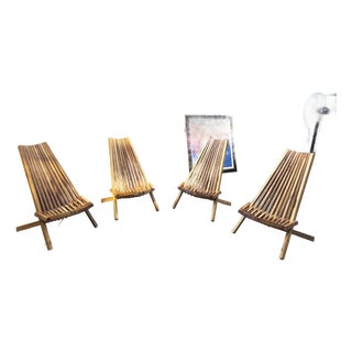 Collection of Vintage Wooden Foldable Low Chairs For Sale