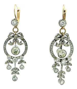 Imperial Belle Époque Diamond Bow & Garland Drop Earrings (8ct), A Pair