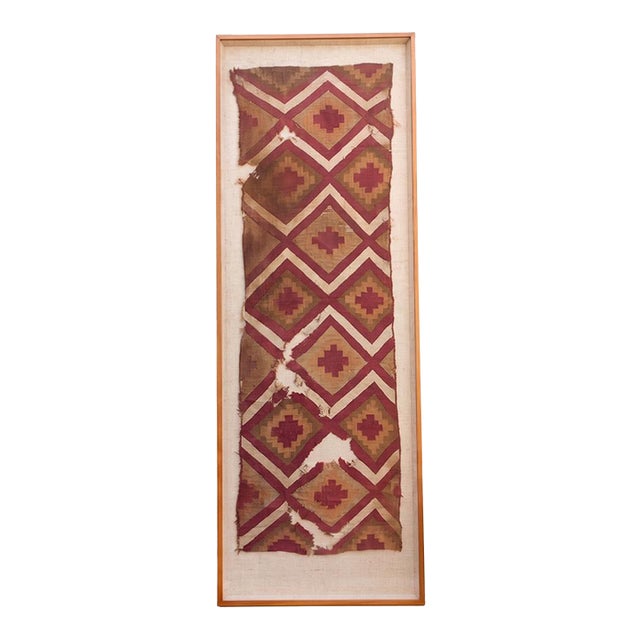 Large Chancay Pre-Columbian Antique Framed Textile Art For Sale
