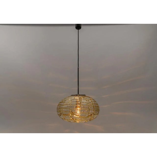 Mid-Century Modern Large Oval Yellow Murano Glass Ball Pendant Lamp from Doria Leuchten, Germany, 1960s For Sale - Image 3 of 11
