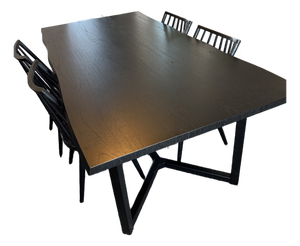 Crate & Barrel Dining Set – 80” Live Edge Table + 4 Chairs