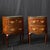 Pair of 18th Century Italian walnut and fruitwood inlaid commodinis or bedside tables with the original inset verde marble...