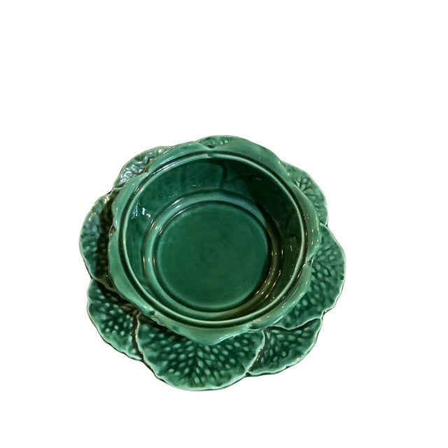 Early 20th Century Early 20th Century Sarreguemines France Cabbage Ware Petite Tureen For Sale - Image 5 of 8