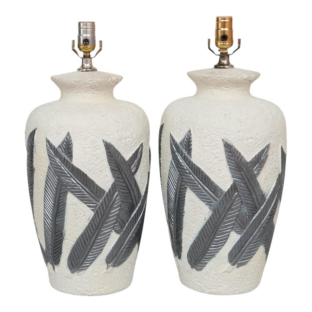 Serge Roche Attr. Banana Leaf Table Lamps, a Pair For Sale