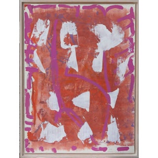 Rare Lea Nikel Acrylic on Cardboard Mounted on Fabric Painting, 1996 For Sale