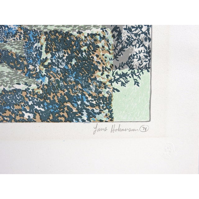 Vintage surreal lithograph on paper titled "Peaceable Kingdom Revisited" by Lars Hokanson (1942 - 2012) Pennsylvania, New...