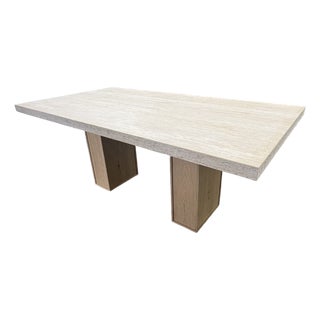 Rh Lumi Rectangular Dining Table 72" | Light Oak | Turkish Travertine For Sale