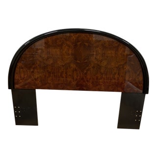 Italian Queen Size SanGiacomo Burled Wood Headboard For Sale