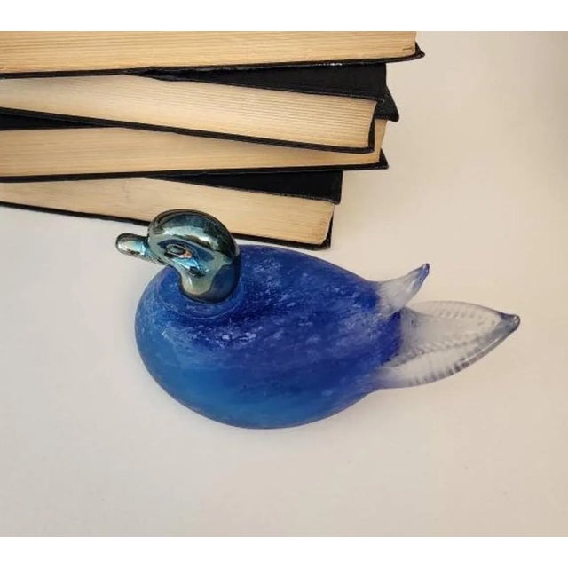1970s Frosted Murano Glass & Silverplate Blue Bird Figurine, Signed For Sale In New York - Image 6 of 12