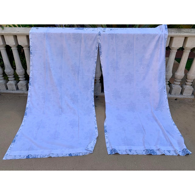 Vintage Late Century 20th 1970-1999 Laura Ashley Sophia Blue Floral Window Panels, Lined, Rod Pocket- a Pair For Sale - Image 11 of 12