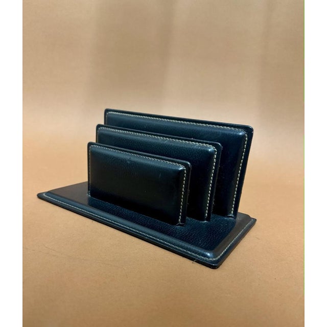 Black Document Holder in Stitched Saddle Leather from Le Tanneur, 1950 For Sale - Image 8 of 8