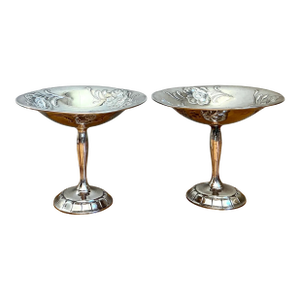 Vintage Silverplate Floral Compotes - Pair