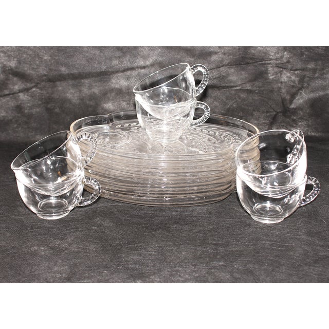 Glass Vintage Federal Glass Homestead Wheat Snack Set Service for 6 - 12 pcs For Sale - Image 7 of 7
