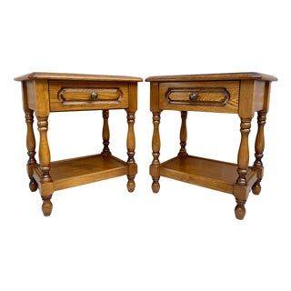 Early 20th Century Spanish Nightstands with One Drawer and Iron Hardware and One Open, A Pair For Sale