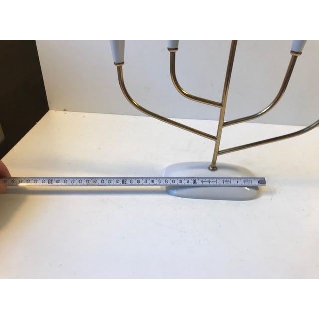 Mid-Century Brass and White Porcelain Candle Holder, 1950s For Sale - Image 4 of 9