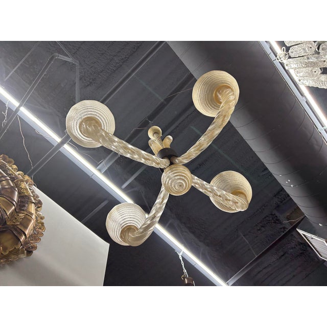 1940s Murano Glass Chandelier Attributed to Barovier For Sale - Image 9 of 11