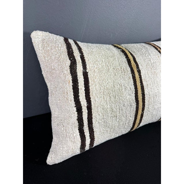 Contemporary Turkish Hemp Pillow Cushion Natural Beige Brown Pillow Cushion Cover 16 "x 24" For Sale - Image 3 of 4