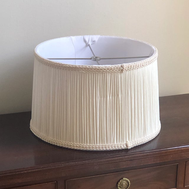 Frederick Cooper Pleated Silk Ivory Drum Shade For Sale In Baltimore - Image 6 of 12