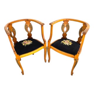 Antique Circa 1900 Victorian Corner Tub Barrel Chairs Set of 2 For Sale