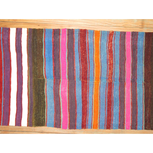 A one of a kind mid-20th century boho vibe Turkish Kilim runner. 1'4'' x 8'5''