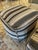 Modern Cube Shaped Striped Upholstered Poufs For Sale - Image 3 of 7