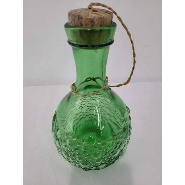 Vintage Italian Green Art Glass Cork Bottle For Sale - Image 6 of 6