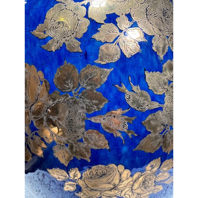 1930s 1930s Blue and Gold Leaf Chinese Table Lamp For Sale - Image 5 of 6
