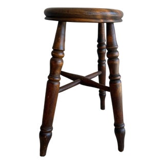 19thc English Walnut Pub Stool For Sale
