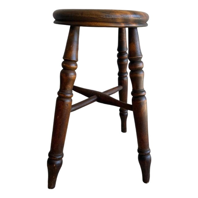 19thc English Walnut Pub Stool For Sale