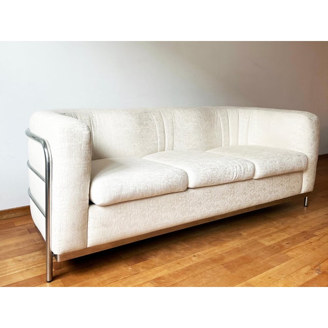 Vtg 'Onda' Sofa by De Pas D’Urbino + Lomazzi for Zanotta 1980s Cream + Chrome For Sale - Image 10 of 14