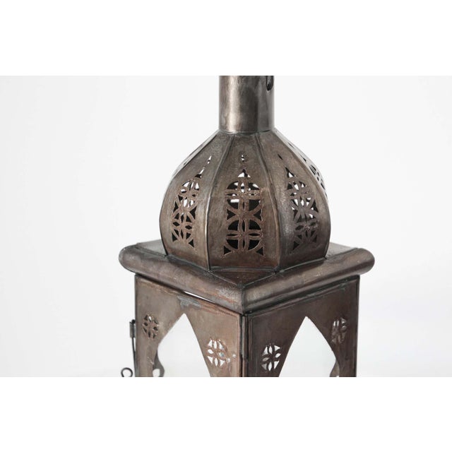 Moroccan Square Tole and Clear Glass Candle Lantern For Sale In Palm Springs - Image 6 of 18