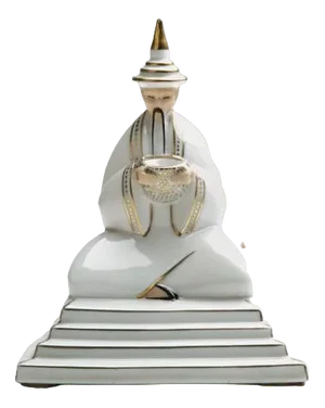 White Porcelain Sculpture with Gold Decorations, 1930s