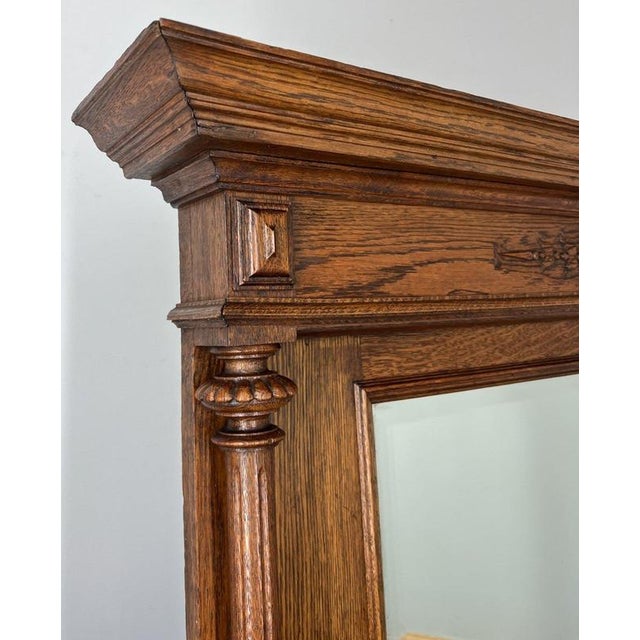 Antique French Style Carved Oak Wall Mirror For Sale - Image 4 of 11