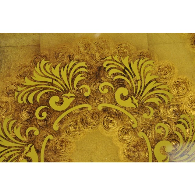 Vintage Hollywood Regency Gold Leaf Glass Kidney Bean Shaped Side Tables - Pair For Sale - Image 4 of 15