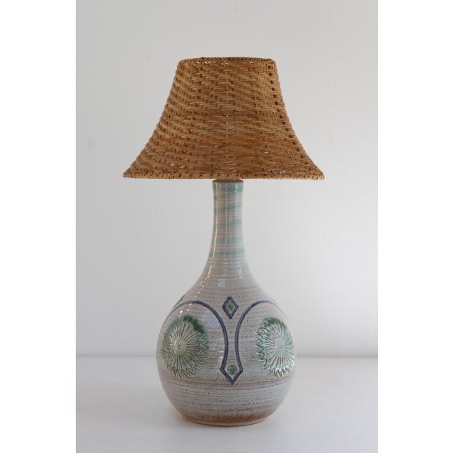 Danish Modern Blue and Green Ceramic Table Lamp by Søholm, 1960s For Sale - Image 4 of 16