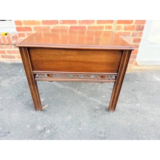 Late 20th Century Pair of Chippendale Style Altavista Virginia Inlaid Side End Tables by Lanes For Sale - Image 9 of 18