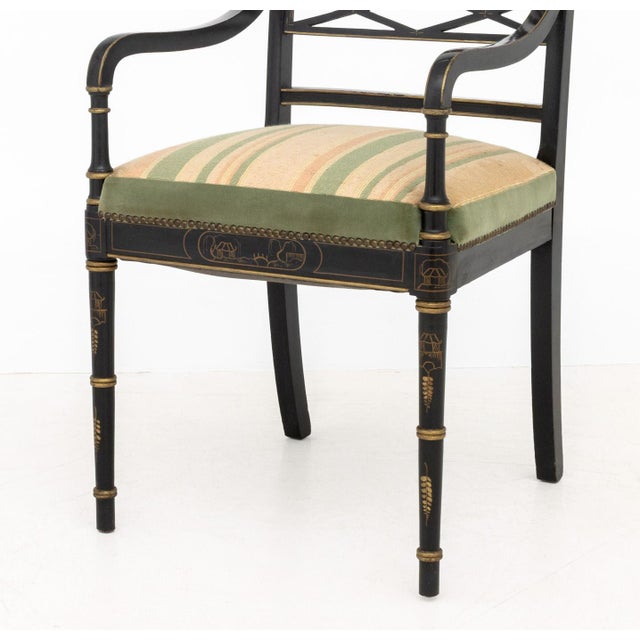 Late 20th Century Regency Style Gilt and Ebonized Side Chair For Sale - Image 5 of 7
