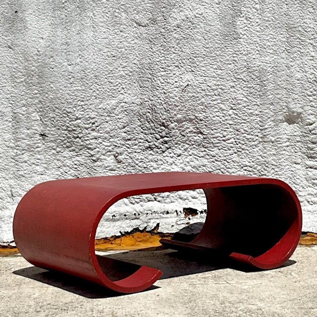 Enhance your living space with the Vintage Boho Grasscloth Scroll Coffee Table. Crafted with American flair, this table...