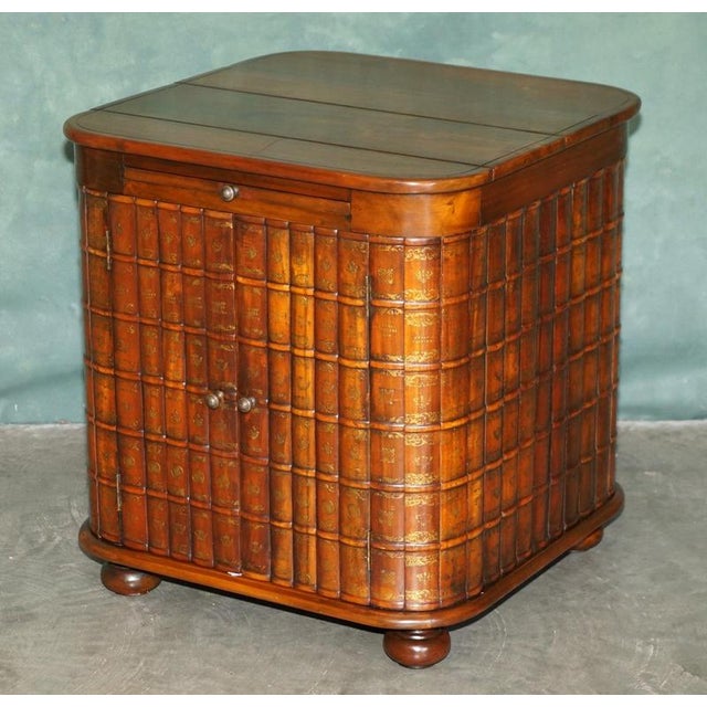 Faux Book Fronted Hardwood Library Side Cabinets by Theodore Alexander, Set of 2 For Sale - Image 14 of 18